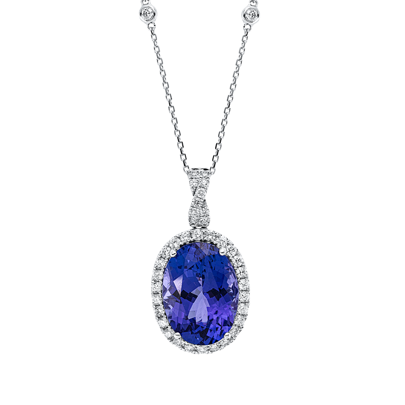 Collier 18 kt WG, mit ZÖ 40 cm + 43 cm
