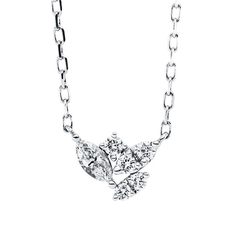 Collier 18 kt WG, mit ZÖ 40 cm + 43 cm