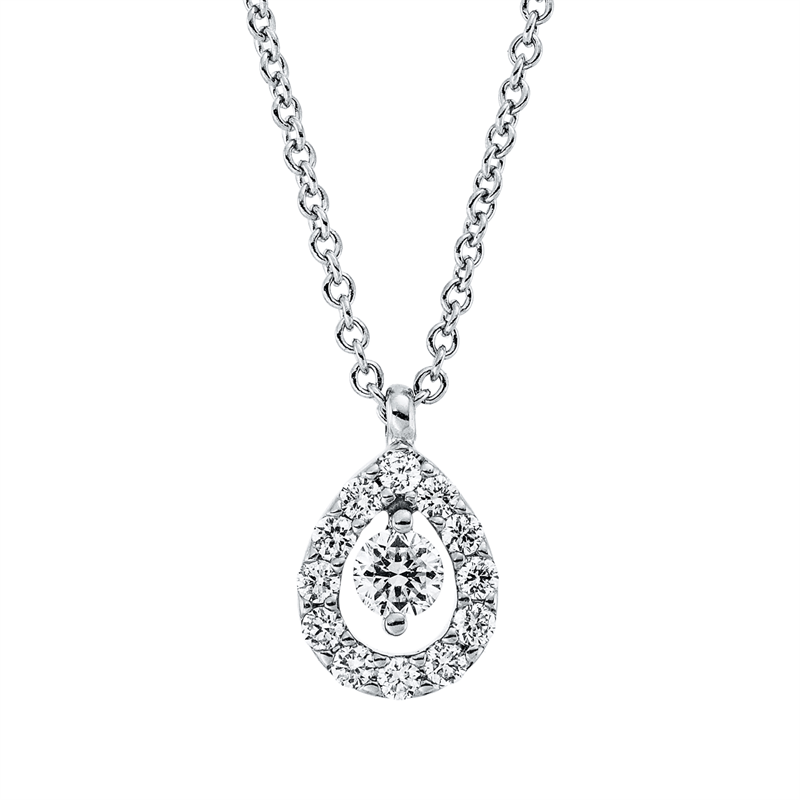 Collier 18 kt WG, mit ZÖ 41 cm + 39,5 cm