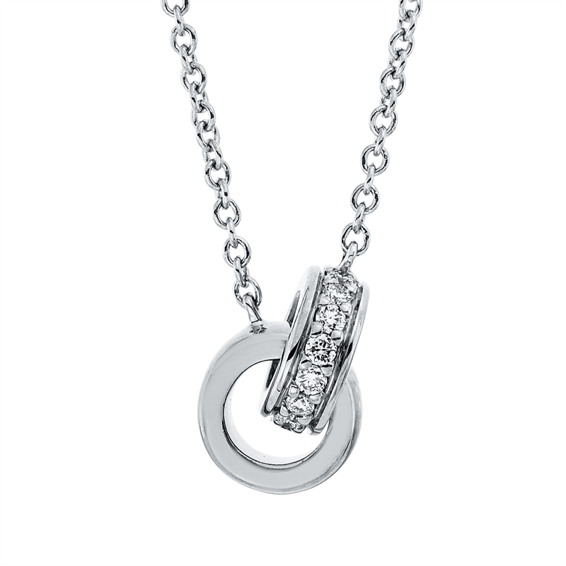 Collier 18 kt WG, mit ZÖ 41 cm + 39,5 cm