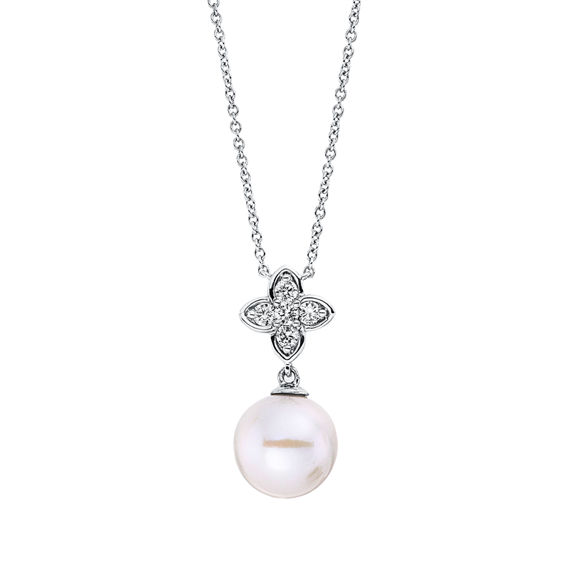 Collier 18 kt WG, mit ZÖ 40,6 cm