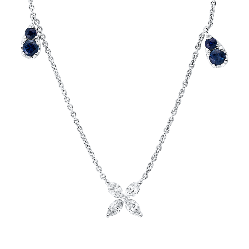 Collier 18 kt WG, mit ZÖ 40 cm + 43 cm