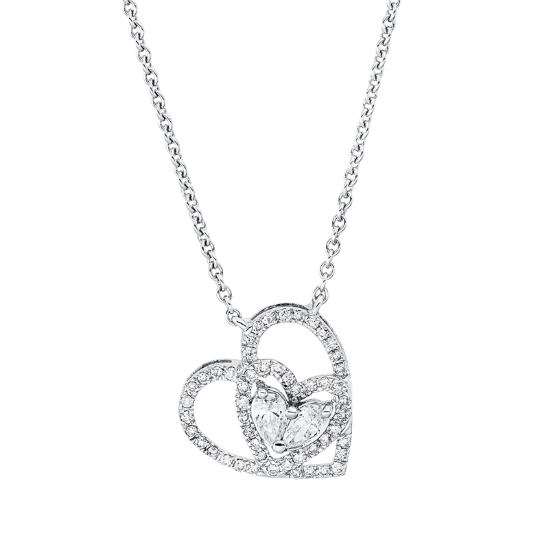 Collier 18 kt WG Herz