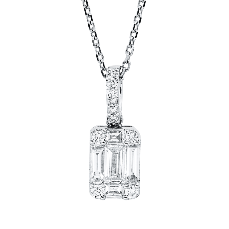 Collier 18 kt WG, mit ZÖ 40 cm + 43 cm