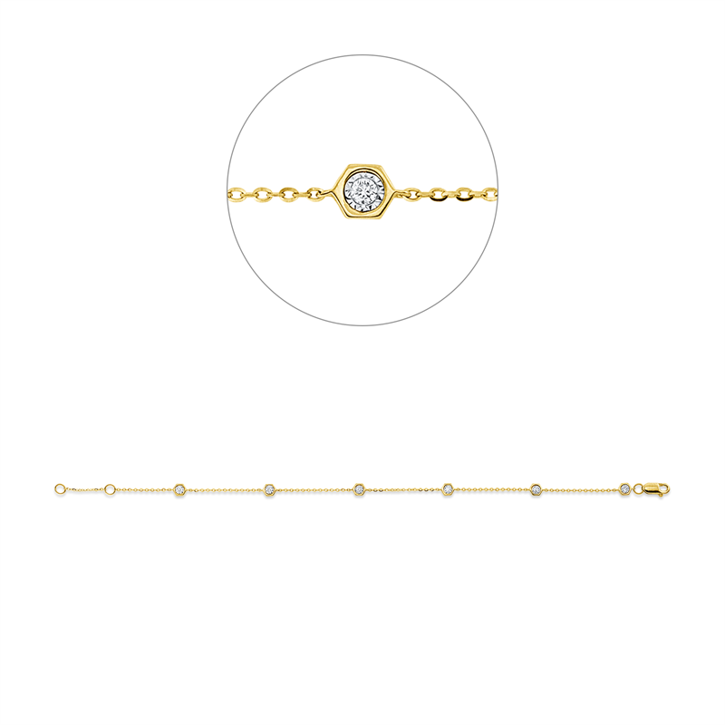 Armband 18 kt GG, Fassung schwarz rhodiniert