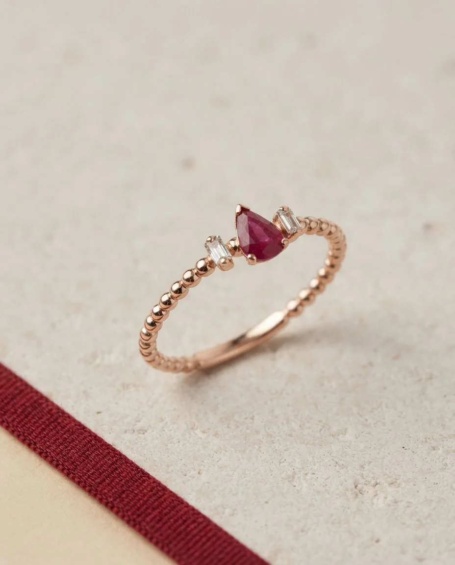 Ring 14 Karat Roségold · drapiert