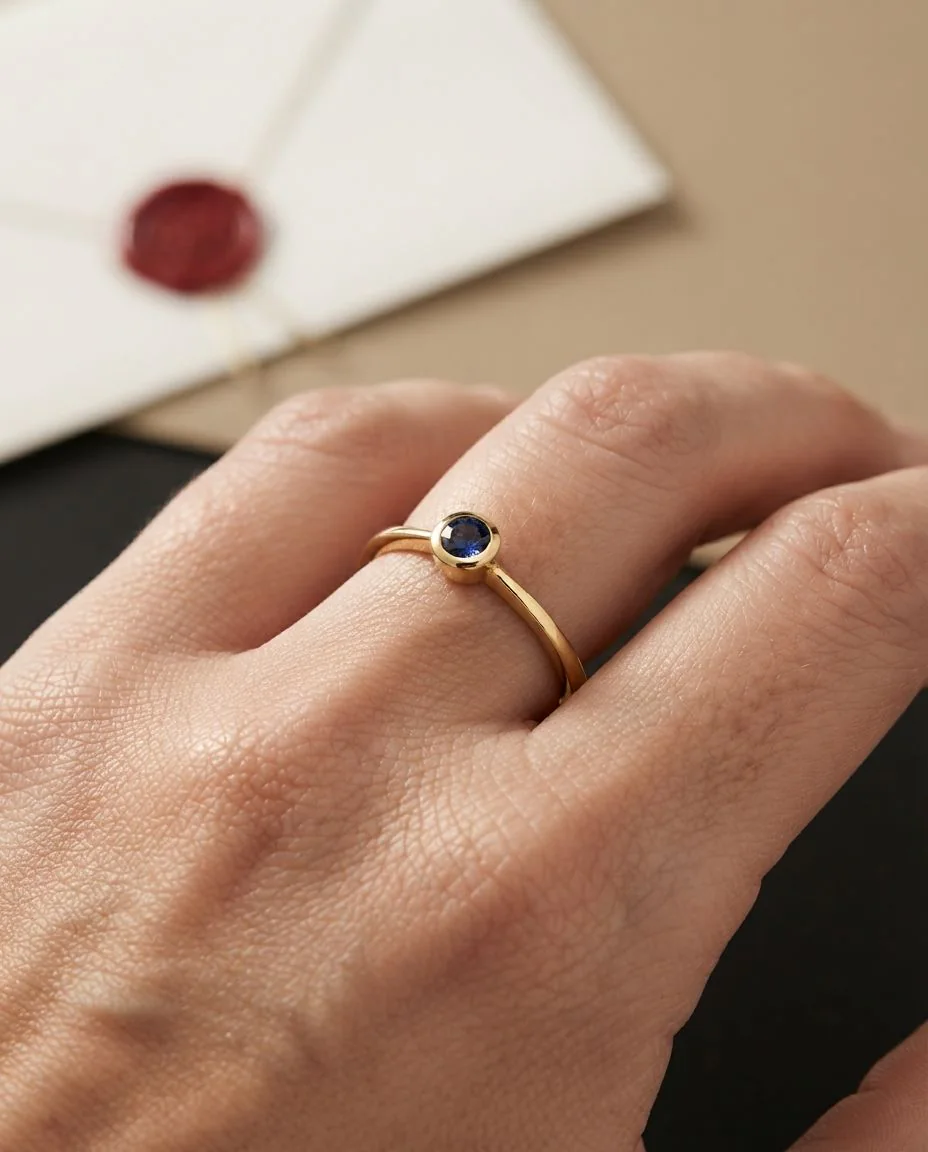 Ring 14 Karat Gelbgold · getragen