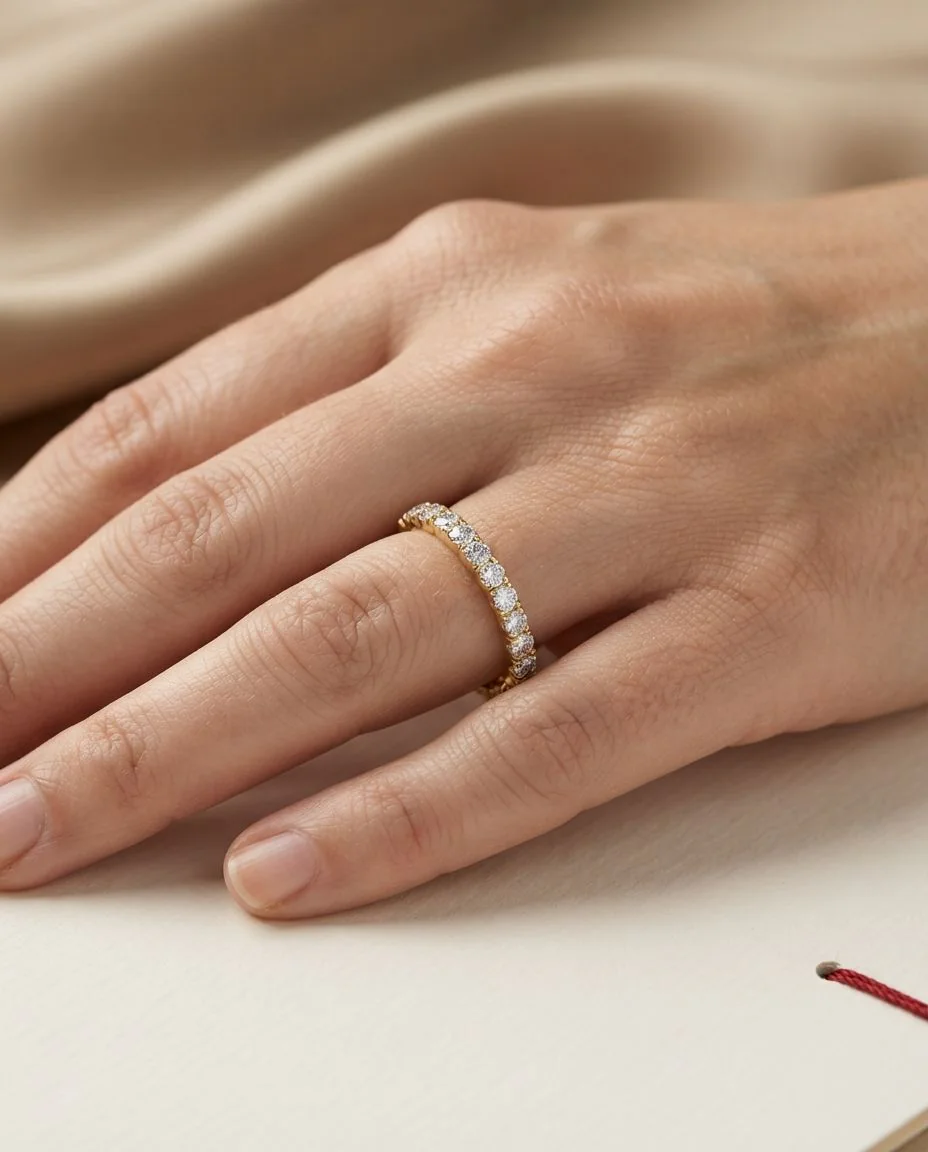 Ring 14 Karat Gelbgold · getragen