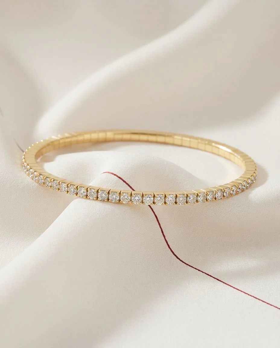 Armband 4er-Krappe 18 Karat Gelbgold, Flex-Band, variabel · drapiert