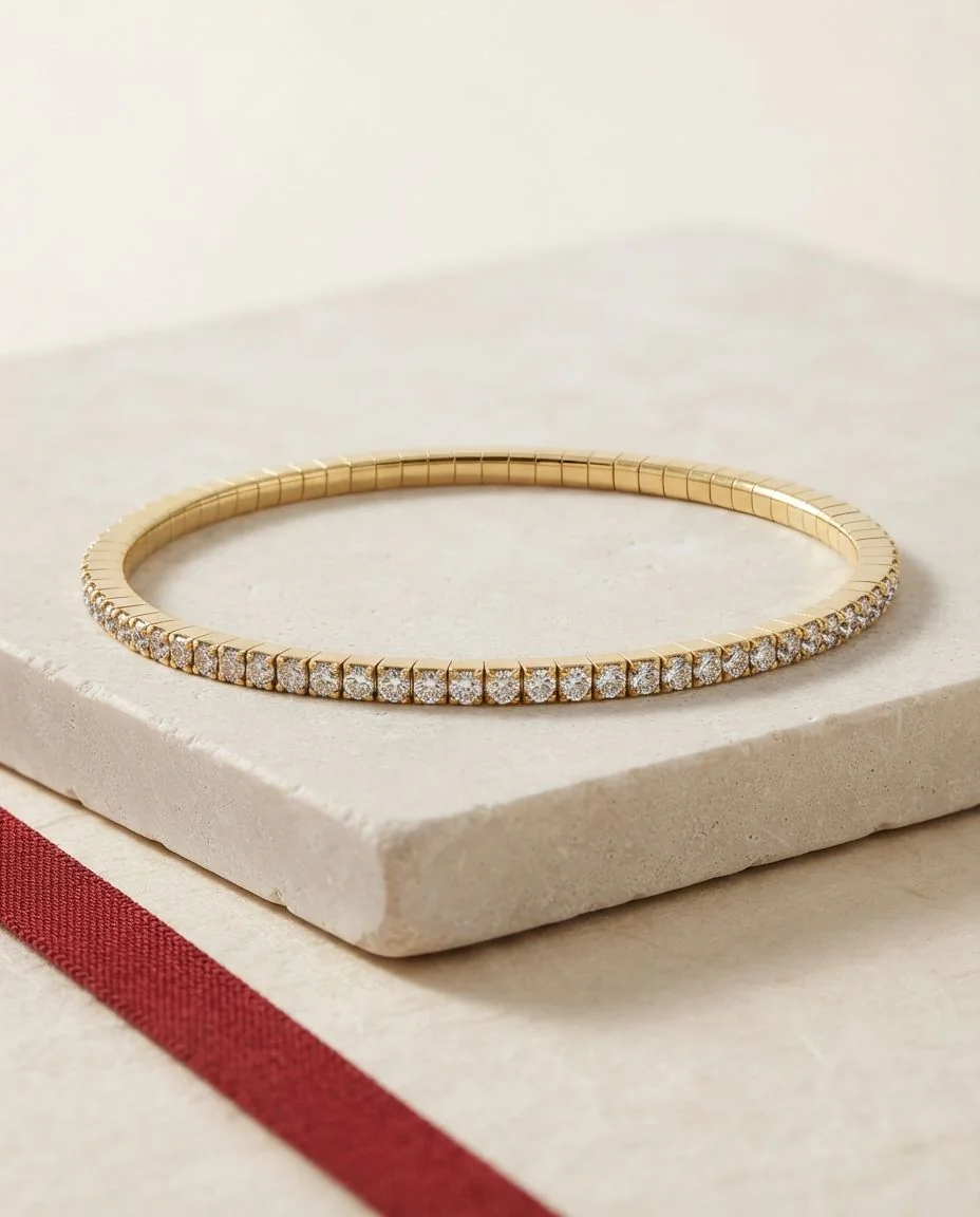 Armband 4er-Krappe 18 Karat Gelbgold, Flex-Band, variabel · drapiert