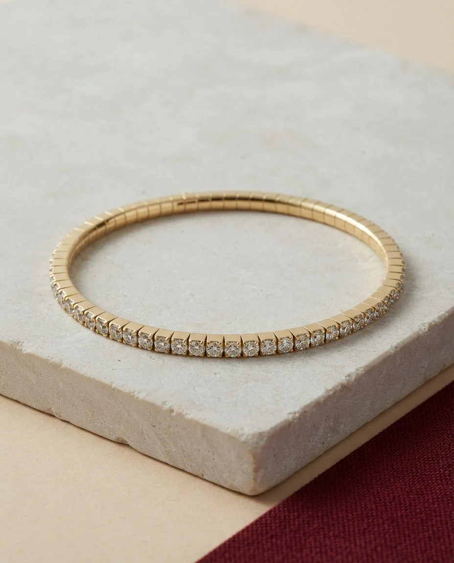 Armband 4er-Krappe 18 Karat Gelbgold, Flex-Band, variabel · drapiert