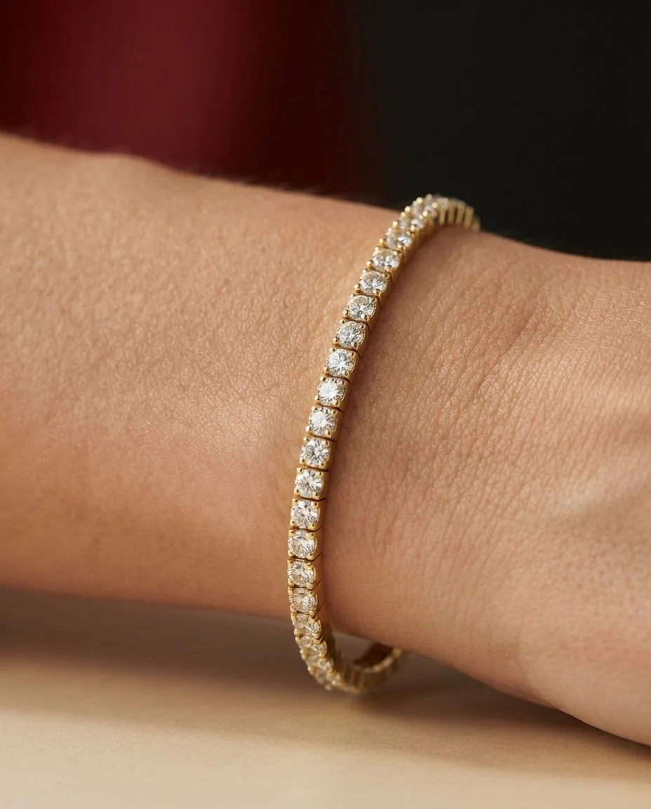 Armband 4er-Krappe 18 Karat Gelbgold, Flex-Band, variabel · getragen