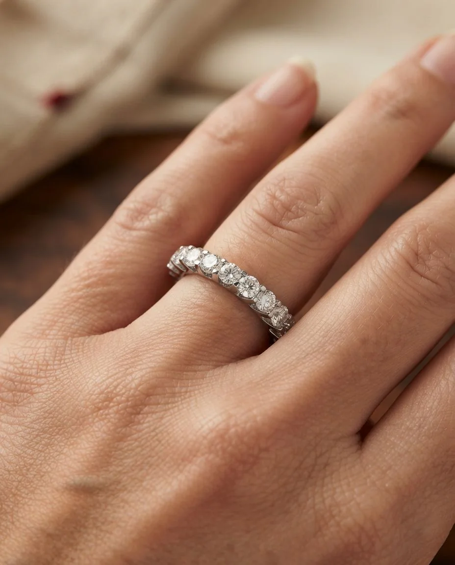 Ring 14 Karat Weißgold · getragen