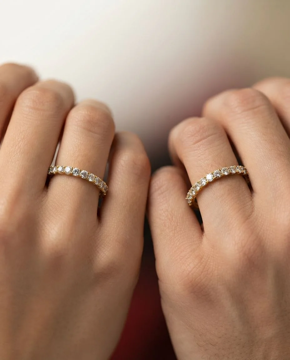 Ring 14 Karat Gelbgold · getragen