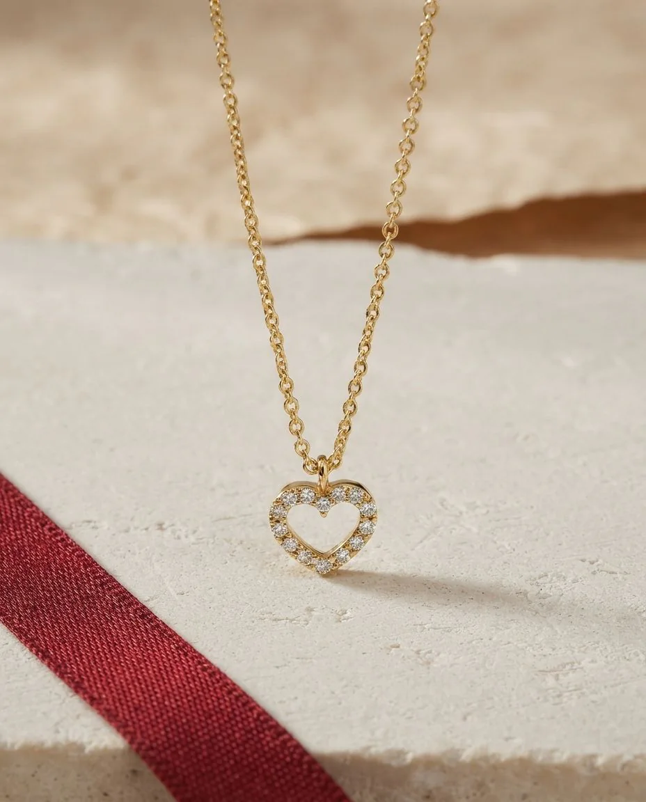 Collier 18 Karat Gelbgold Herz, mit Öse · drapiert