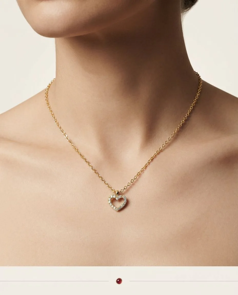 Collier 18 Karat Gelbgold Herz, mit Öse · getragen