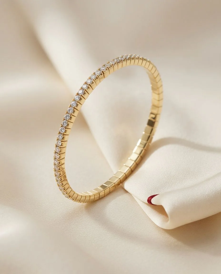 Armband 18 Karat Gelbgold, Flex-Band, variabel · drapiert