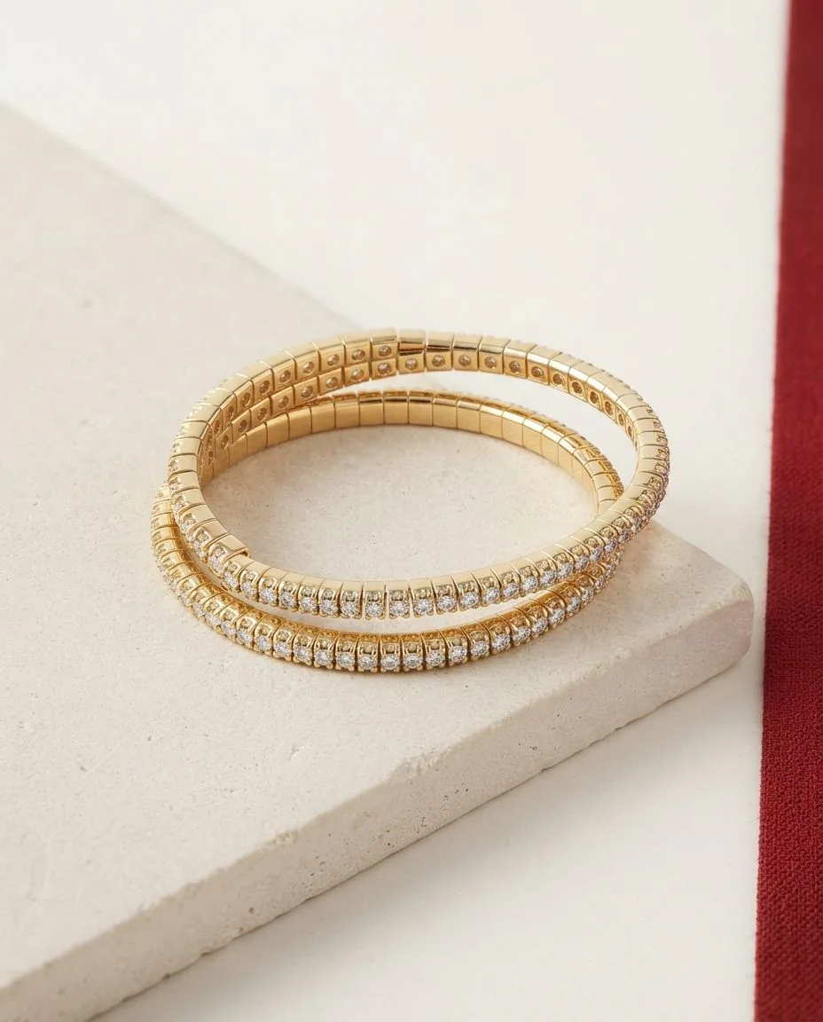 Armband 18 Karat Gelbgold, Flex-Band, variabel · drapiert