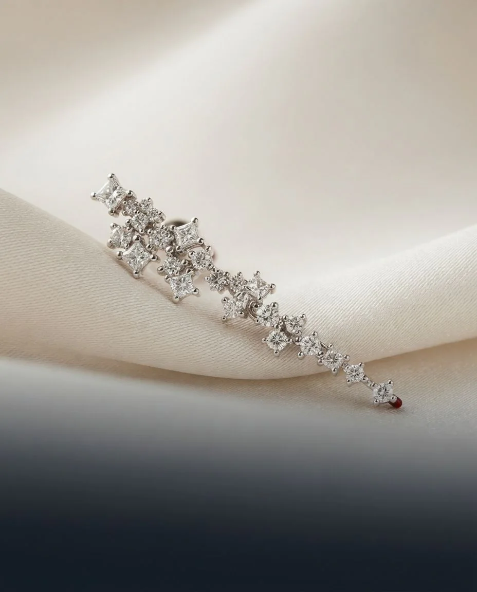 Ohrschmuck 14 Karat Weißgold · drapiert