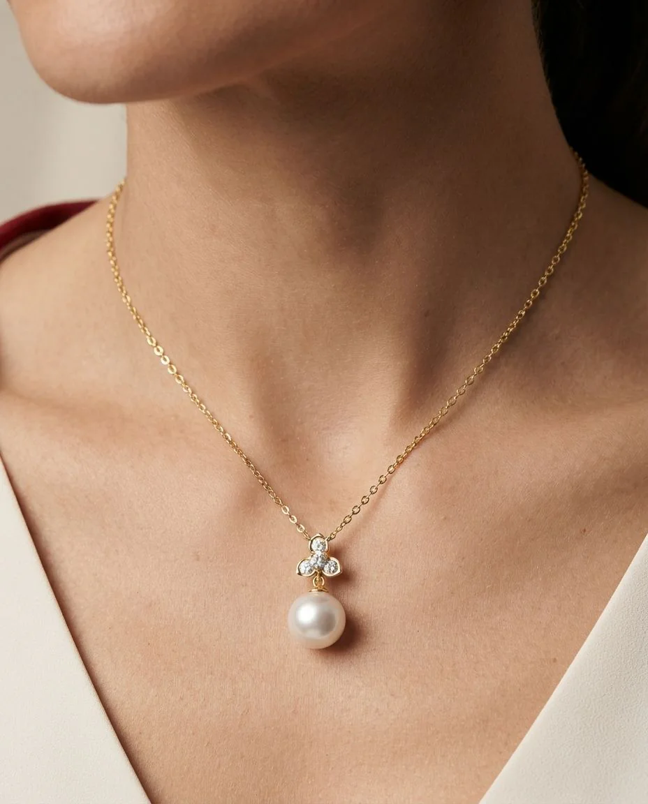 Collier 18 Karat Gelbgold, mit ZÖ 40 cm · getragen