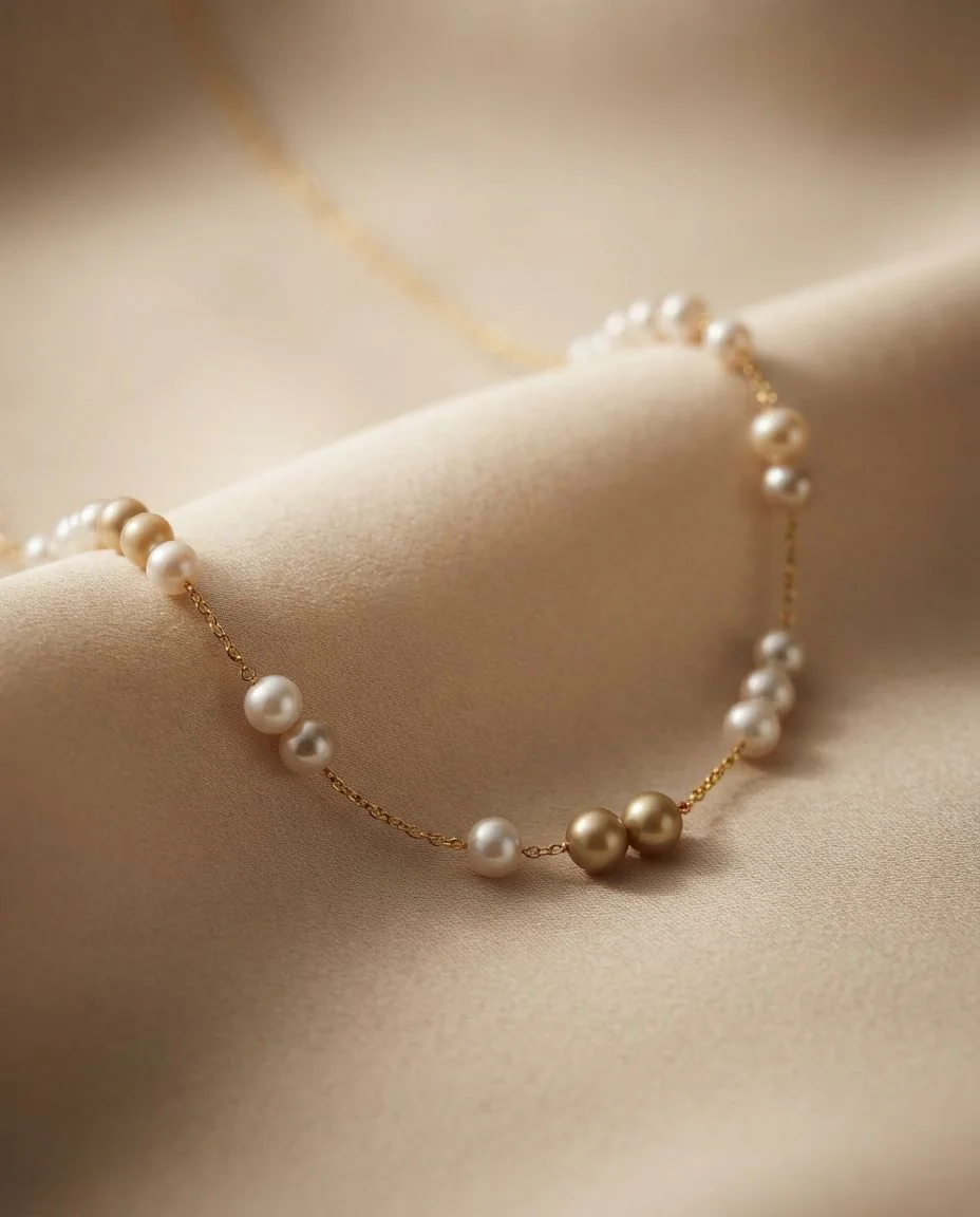 Collier 18 Karat Gelbgold · drapiert