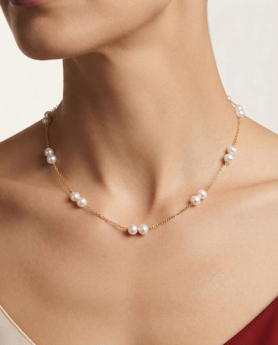 Collier 18 Karat Gelbgold · getragen