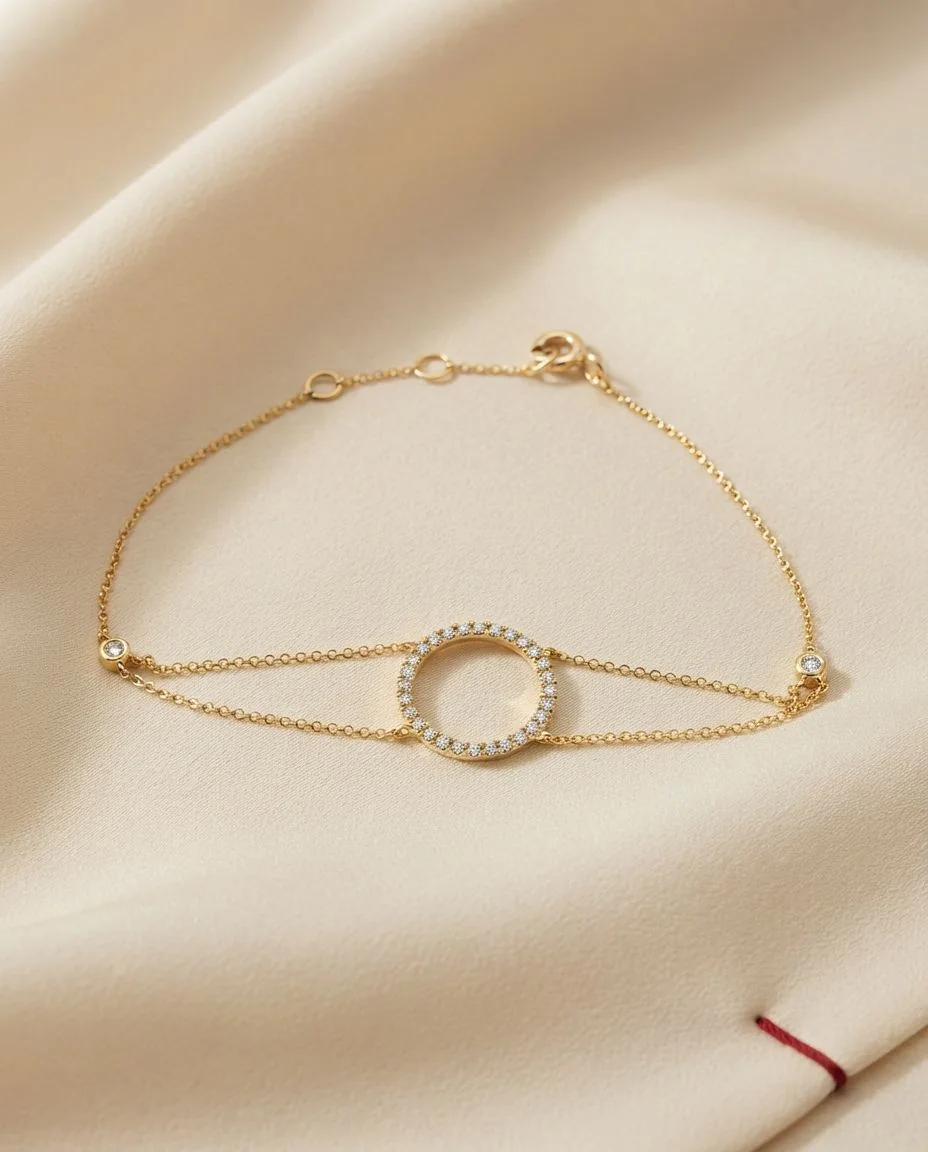 Armband 18 Karat Gelbgold Kreis, mit ZÖ 15,5 cm + 16,5 cm · drapiert
