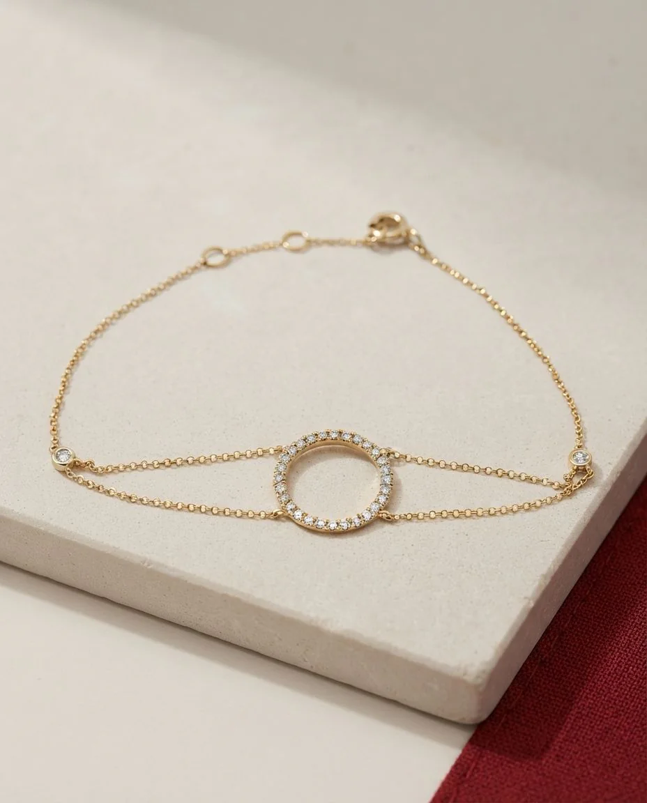 Armband 18 Karat Gelbgold Kreis, mit ZÖ 15,5 cm + 16,5 cm · drapiert