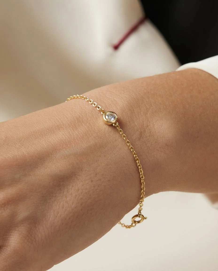 Armband Zarge 14 Karat Gelbgold, mit ZÖ 17 cm · getragen