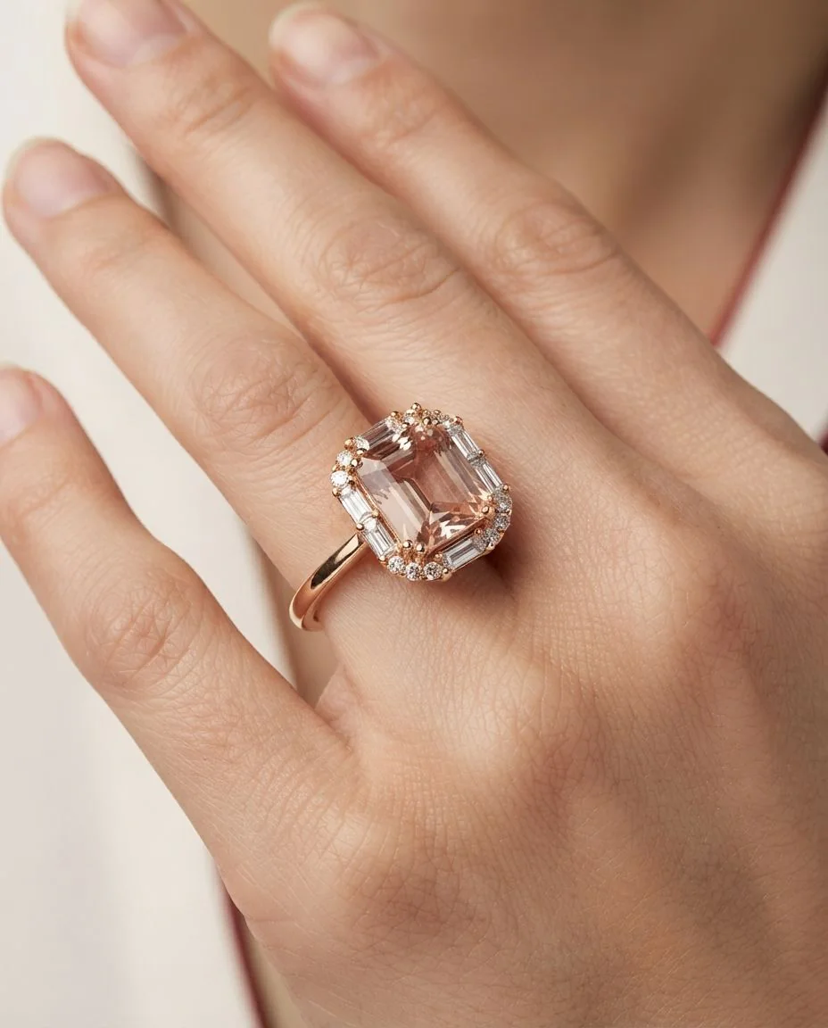 Ring 14 Karat Roségold · getragen