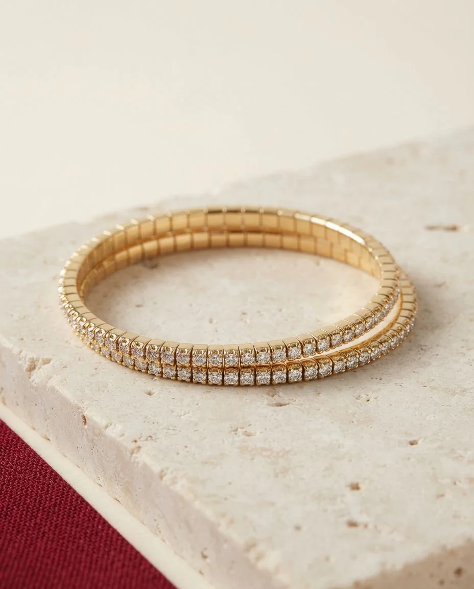 Armband 18 Karat Gelbgold, Flex-Band, variabel · drapiert