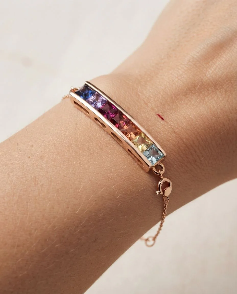 Armband 18 Karat Roségold, mit ZÖ 15 cm + 16.5 cm · getragen