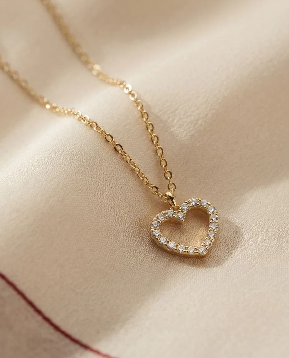 Collier 18 Karat Gelbgold Herz, mit Öse · drapiert