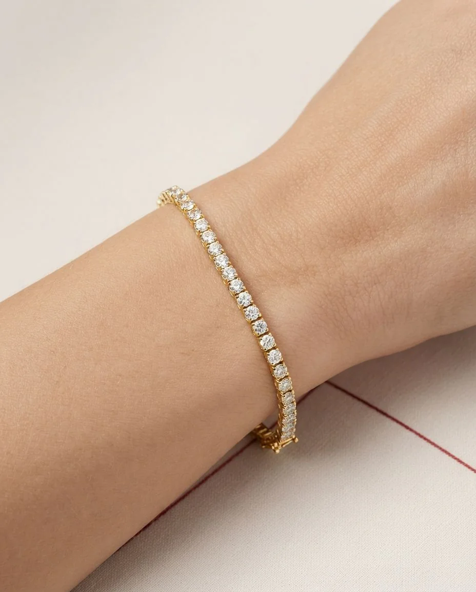Armband 4er-Krappe 18 Karat Gelbgold, Premium Edition · getragen