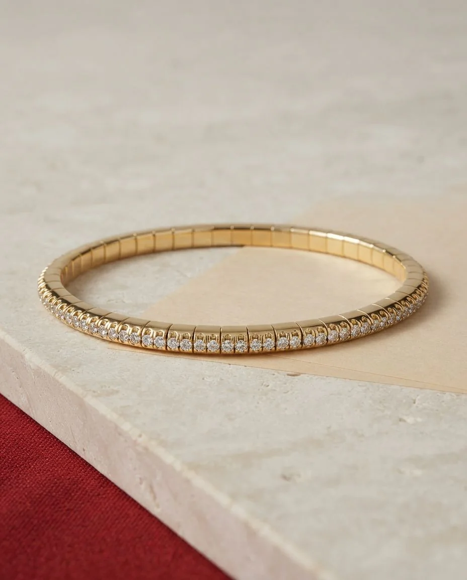 Armband 18 Karat Gelbgold, Flex-Band, variabel · drapiert