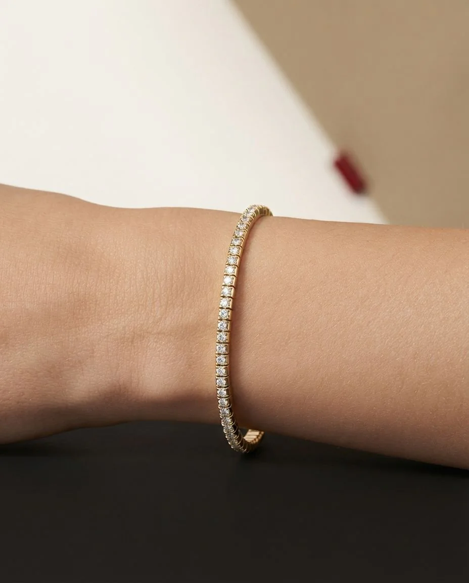 Armband 18 Karat Gelbgold, Flex-Band, variabel · getragen