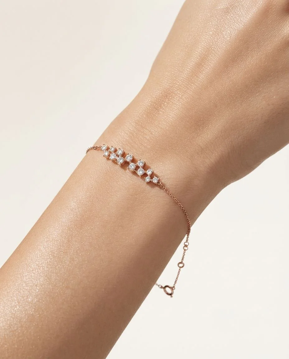 Armband 18 Karat Roségold, mit ZÖ15,16,17cm · getragen