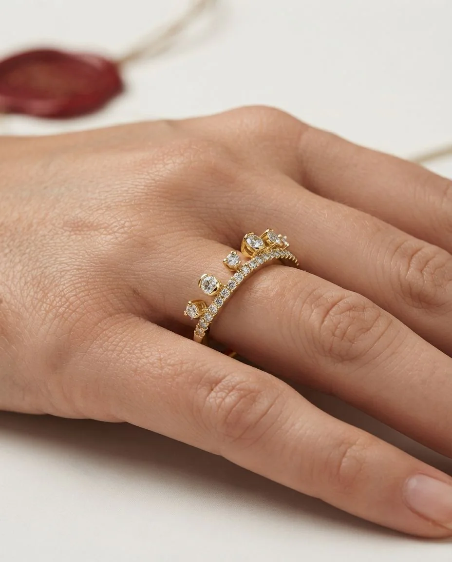 Ring 14 Karat Gelbgold · getragen