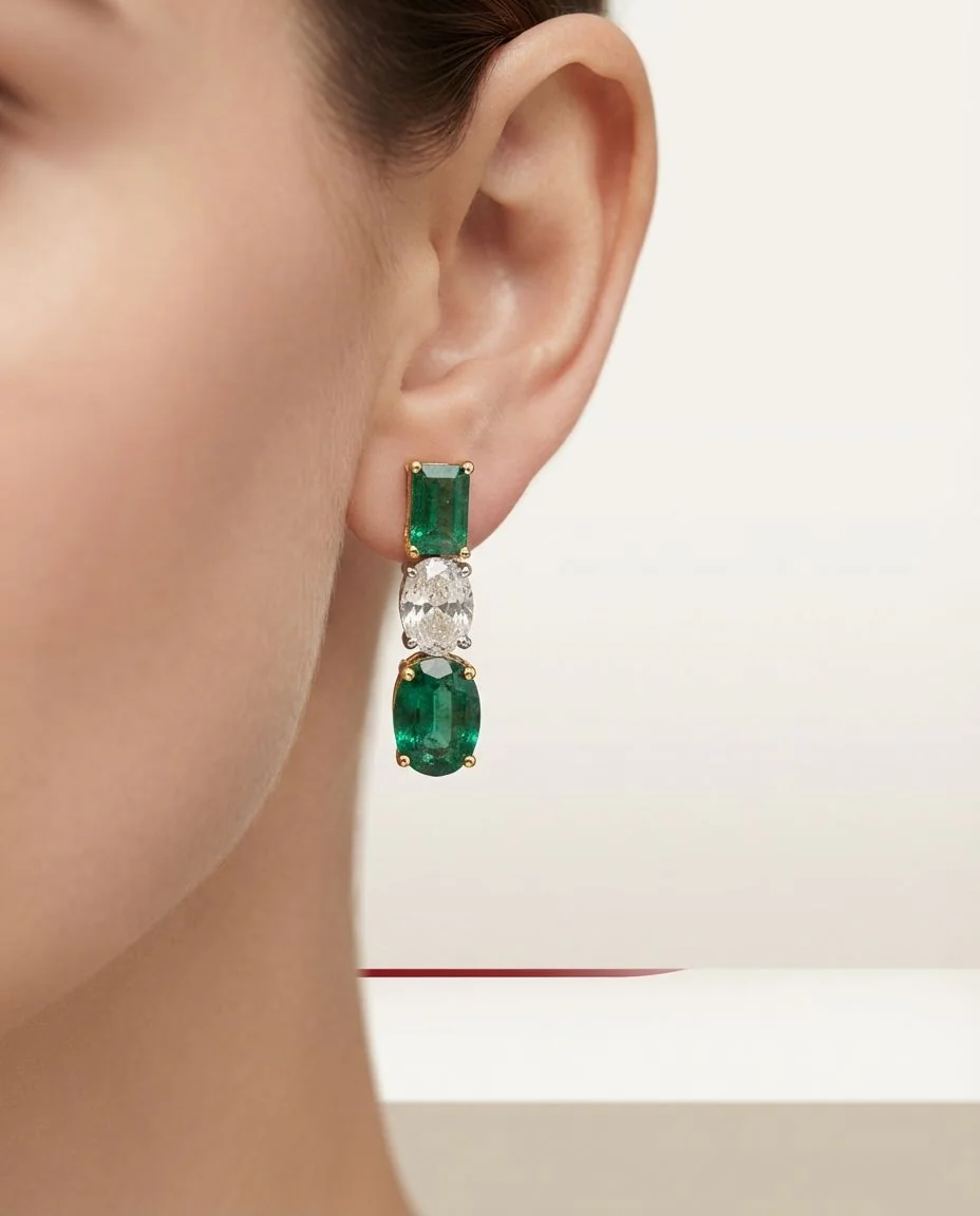 Ohrschmuck 18 Karat Gelbgold · getragen