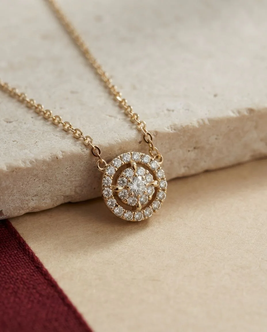 Collier 14 Karat Gelbgold · drapiert