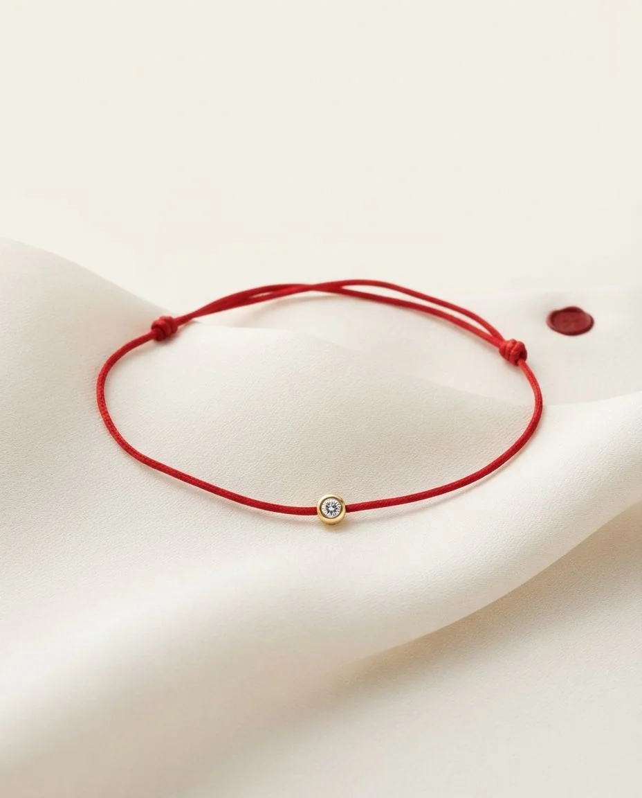 Armband Zarge 18 Karat Gelbgold, rot cord 15,5-19,5 cm · drapiert