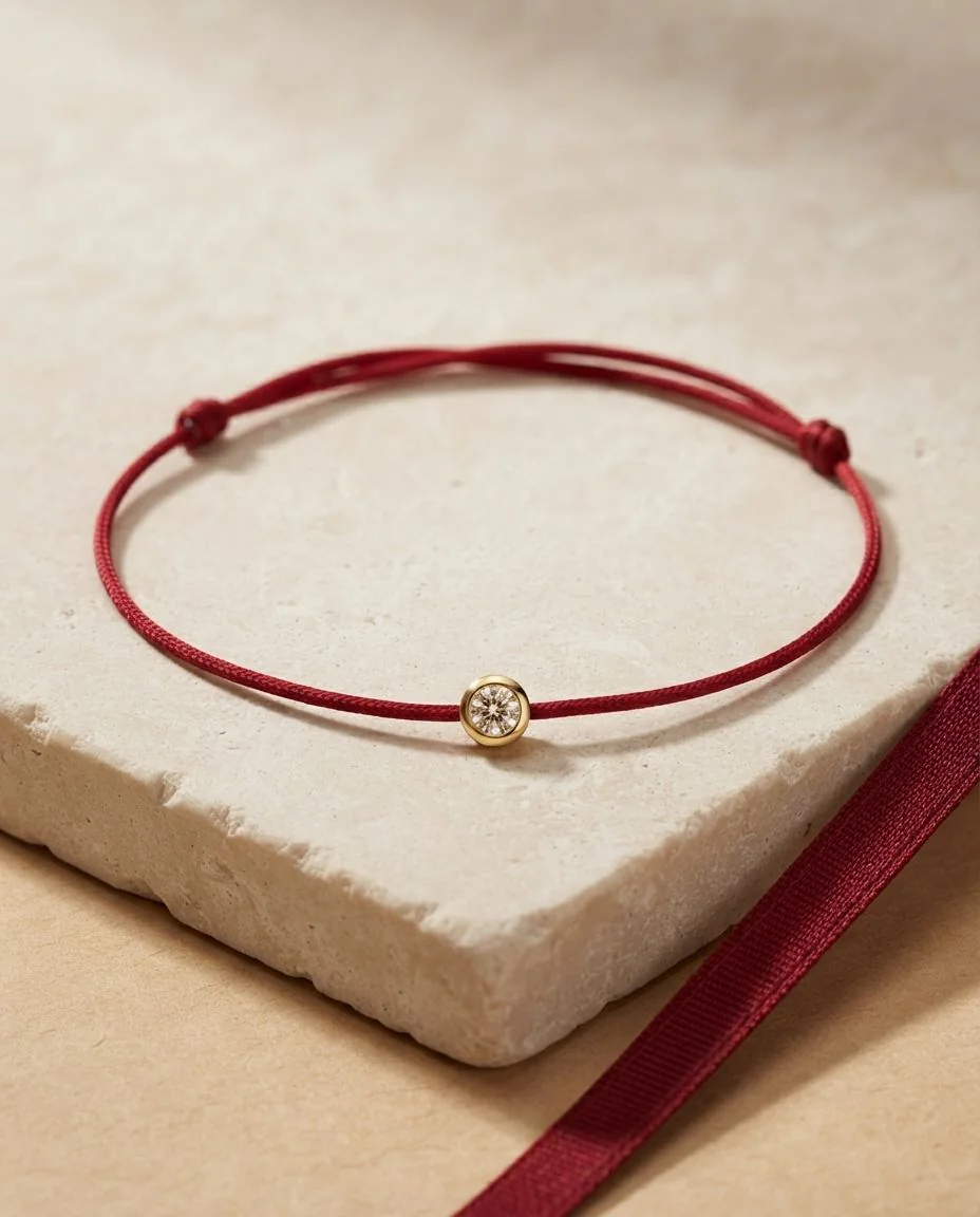 Armband Zarge 18 Karat Gelbgold, rot cord 15,5-19,5 cm · drapiert