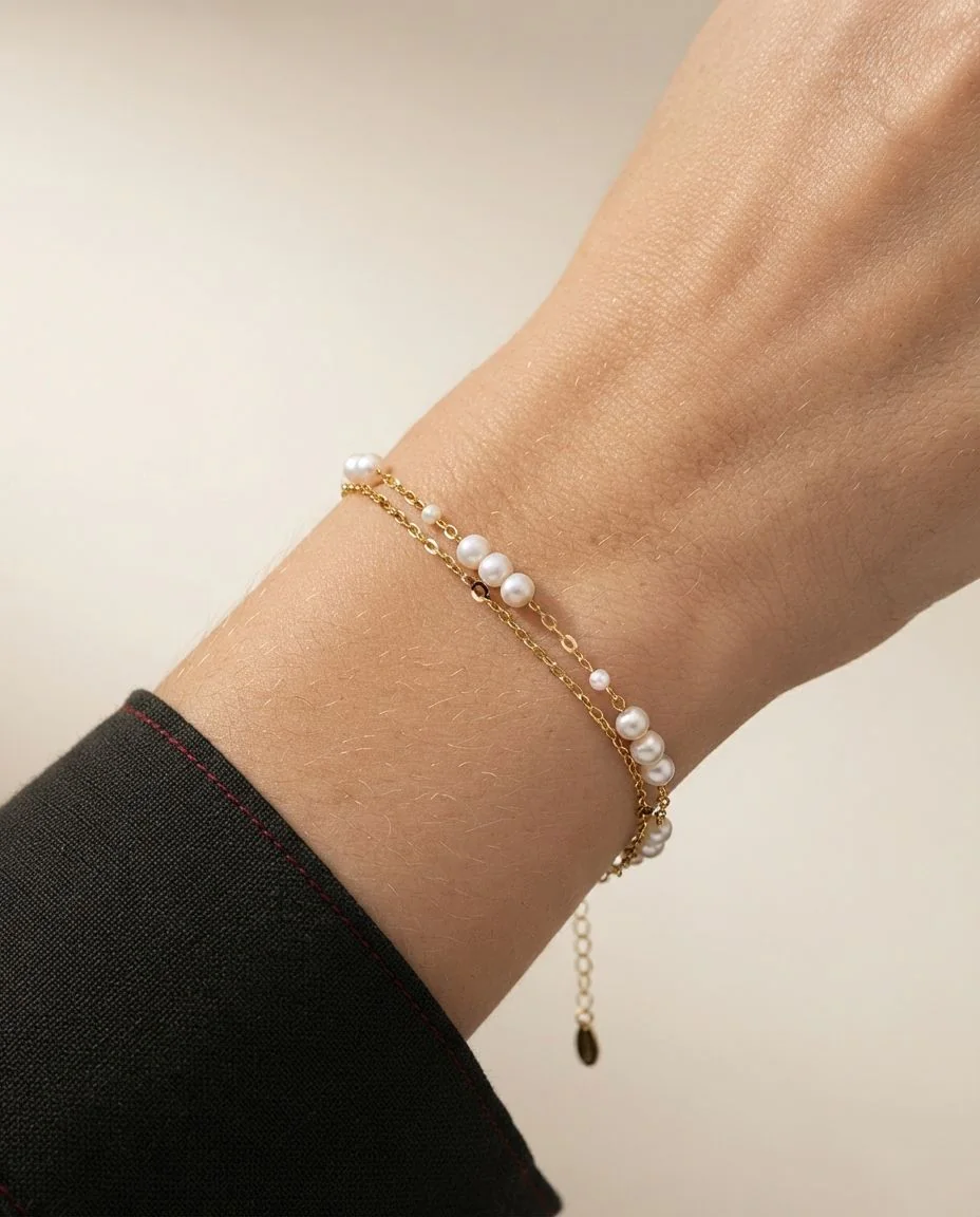 Armband 18 Karat Gelbgold, mit ZÖ 16 cm · getragen