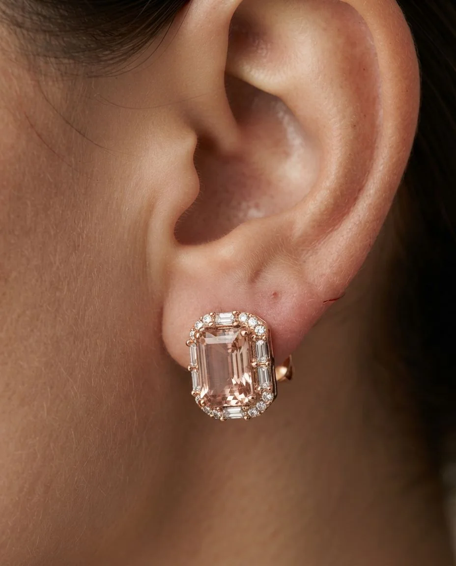 Ohrstecker 14 Karat Roségold · getragen