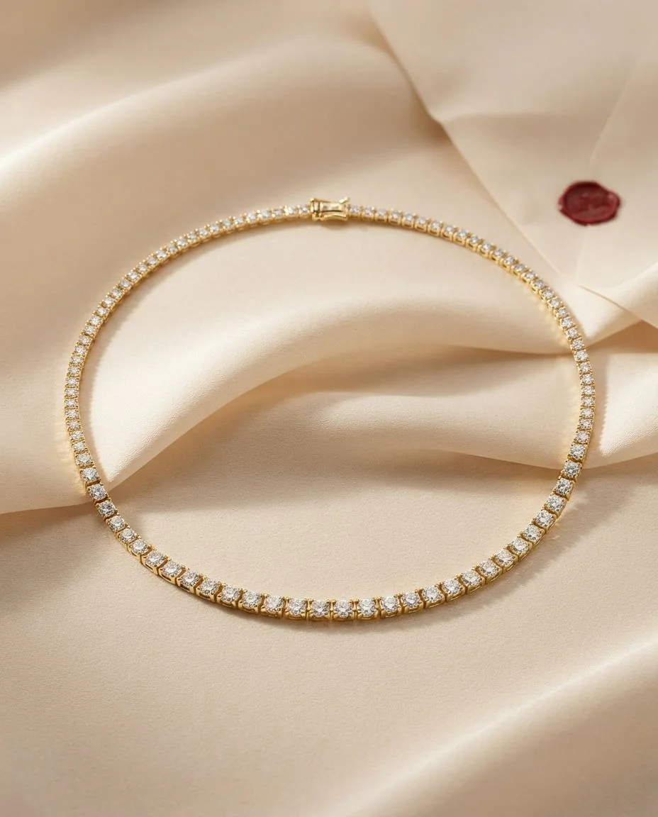 Collier 18 Karat Gelbgold · drapiert