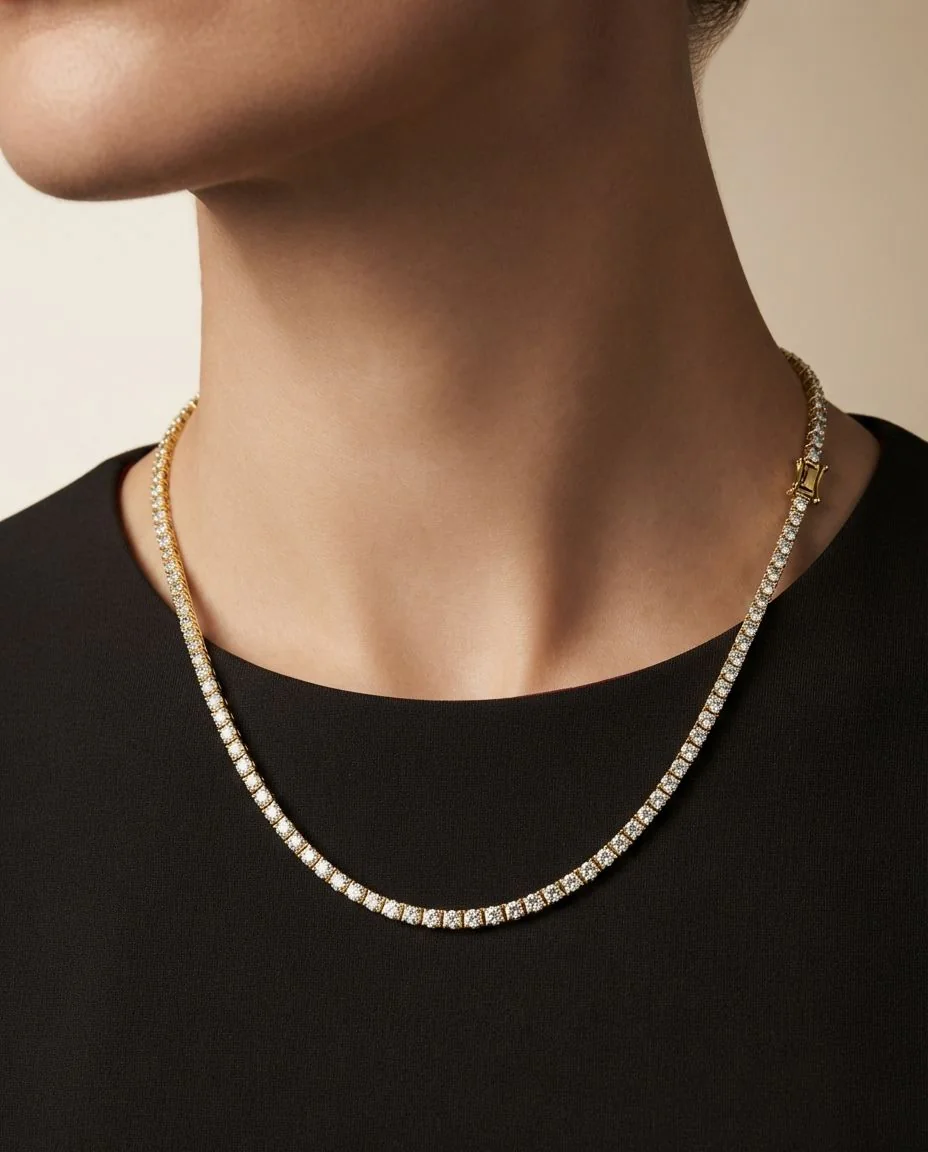 Collier 18 Karat Gelbgold · getragen