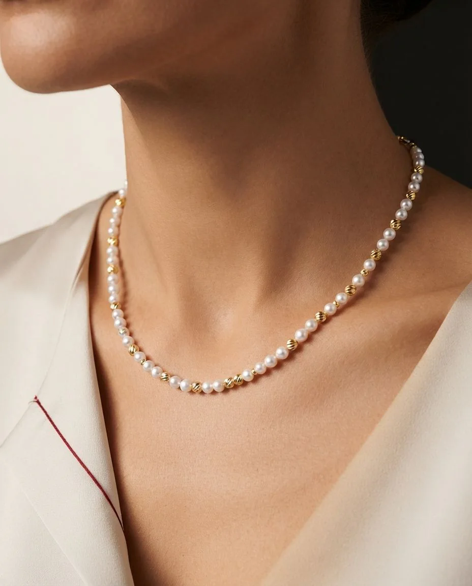 Collier 18 Karat Gelbgold · getragen