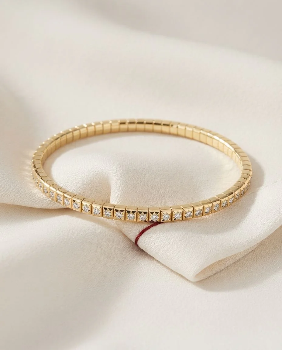 Armband 18 Karat Gelbgold, Flex-Band, variabel · drapiert