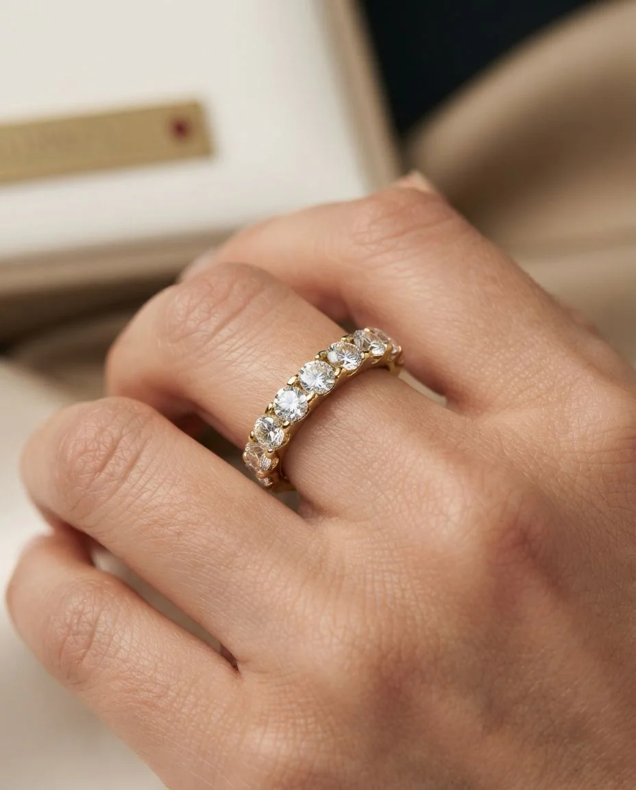 Ring 14 Karat Gelbgold · getragen