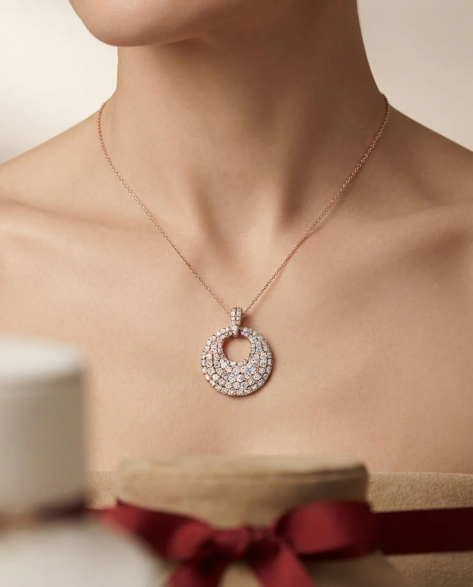 Anhänger 18 Karat Roségold, mit Öse · getragen
